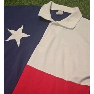 Vintage Texas Flag Polo Shirt Mens L/XL Lone Star Color Block Made USA Cotton